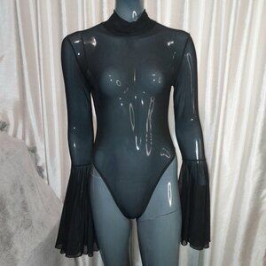 WIDOW from Dolls Kill Sheer Bodysuit Long Bell Sleeves